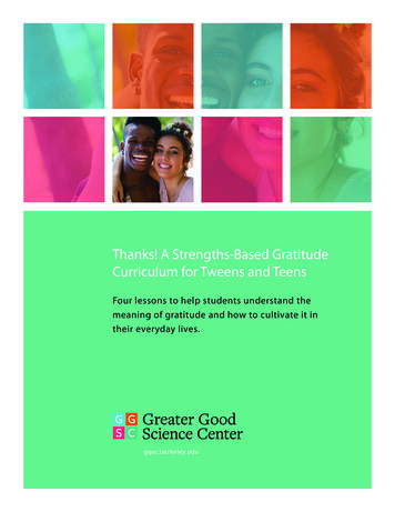 Thanks! A Strengths-Based Gratitude Curriculum For Tweens .