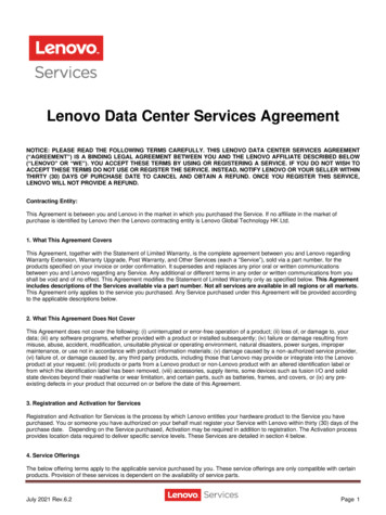 Lenovo Data Center Services Agreement