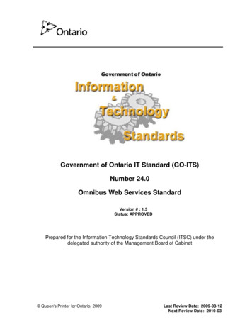 Government Of Ontario IT Standard (GO-ITS) Number 24.0 Omnibus Web .