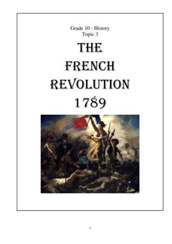 Grade 10 - History Topic 3 THE FRENCH REVOLUTION 1789