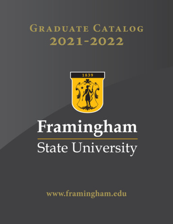 Graduate Catalog 2021-2022 - Framingham State University