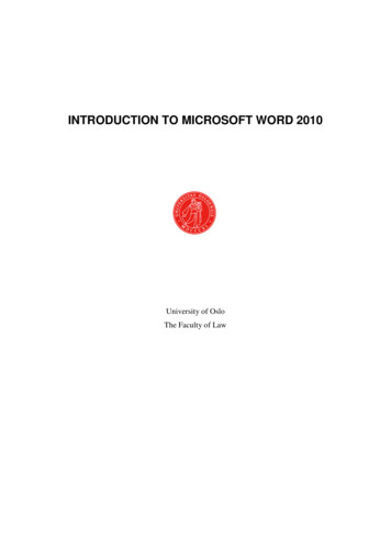 INTRODUCTION TO MICROSOFT WORD 2010