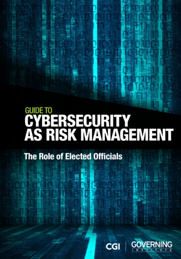 GUIDE TO CYBERSECURITY AS RISK MANAGEMENT