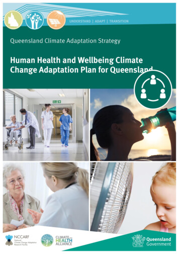Human Health And Wellbeing Climate Change Adaptation Plan . - Queensland