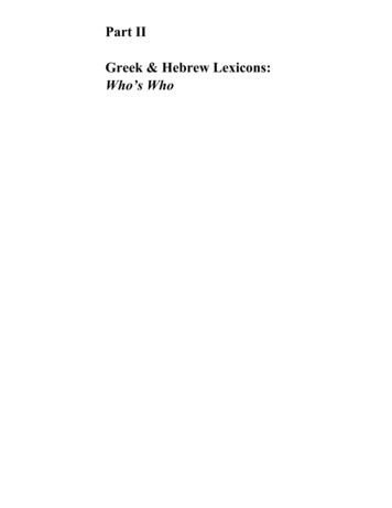 Part II Greek & Hebrew Lexicons - AVPublications