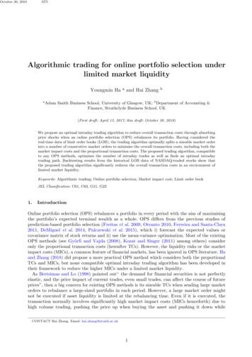 Algorithmic Trading For Online Portfolio Selection Under .