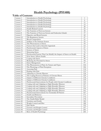 Health Psychology (PSY408) Table Of Contents