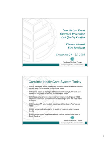 Carolinas HealthCare System Today - Lab Quality Confab