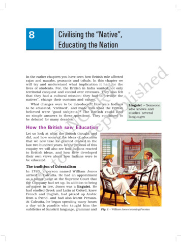 8 Civilising The “Native”, Educating The Nation