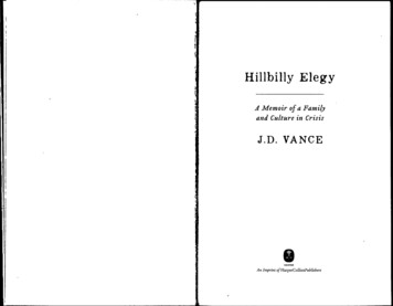 Hilbilly Elegy Excerpts - Blogs.baruch.cuny.edu