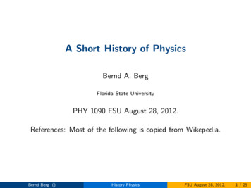 A Short History Of Physics - Florida State University