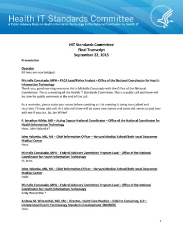 HIT Standards Committee Transcript September 22, 2015