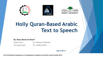 Holly Quran-Based Arabic Text To Speech