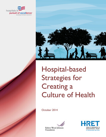 Hospital-based Strategies For Creating A Culture Of Health