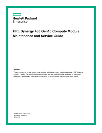 HPE Synergy 480 Gen10 Compute Module Maintenance And Service Guide