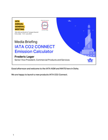 Media Briefing IATA CO2 CONNECT Emission Calculator