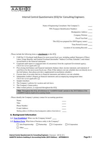 Internal Control Questionnaire (ICQ) For Consulting Engineers