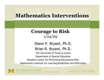 Mathematics Interventions - The Meadows Center For Preventing .