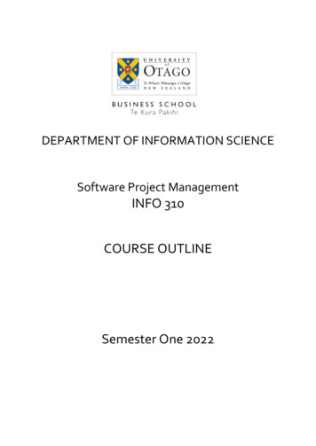 DEPARTMENT OF INFORMATION SCIENCE Software . - University Of Otago