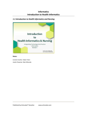 Informatics Introduction To Health Informatics