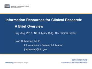 Information Resources For Clinical Research: A Brief Overview
