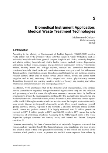 Biomedical Instrument Application: Medical Waste Treatment . - IntechOpen