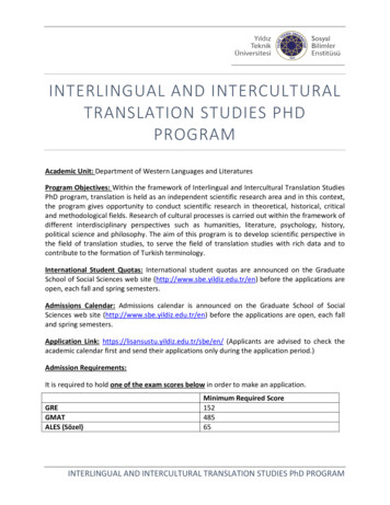 Interlingual And Intercultural Translation Studies Phd Program