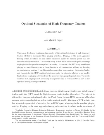 Optimal Strategies Of High Frequency Traders