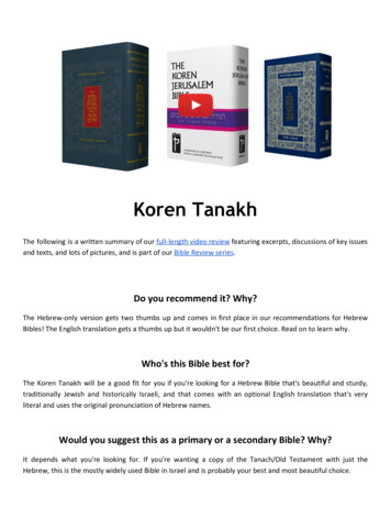 Koren Tanakh & Jerusalem Bible - Bible Review From A .