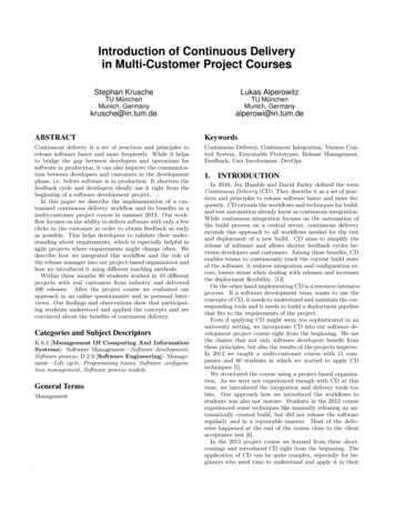 Introduction Of Continuous Delivery In Multi-Customer Project Courses