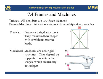 MEM202 Engineering Mechanics - Statics 7.4 Frames And 