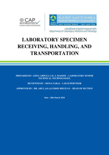 Laboratory Specimen Receiving Handling And Transportation