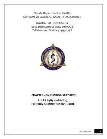 Laws And Rules Dentistry - Florida Board Of Dentistry .
