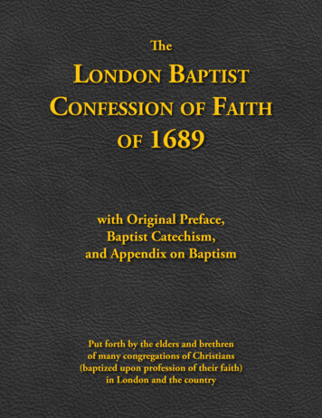The London Baptist Confession Of Faith Of 1689