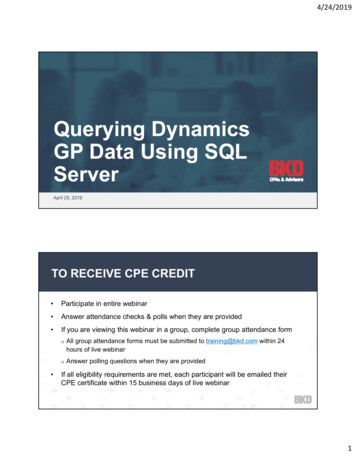 Querying Dynamics GP Data Using SQL Server