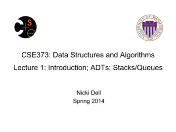 CSE373: Data Structures And Algorithms Lecture 1 .