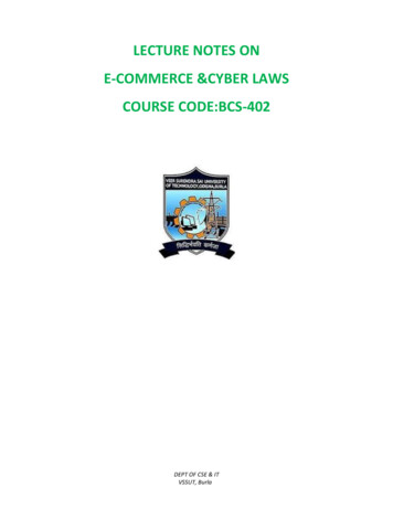 LECTURE NOTES ON E-COMMERCE &CYBER LAWS COURSE 