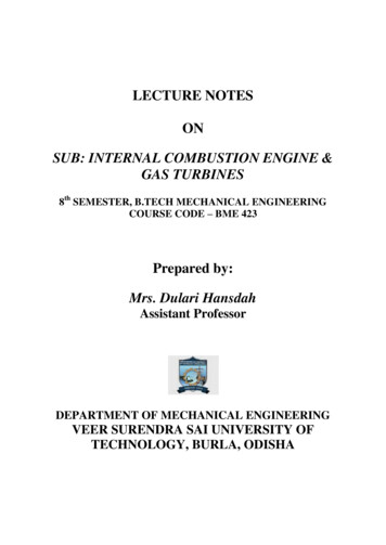 LECTURE NOTES ON SUB: INTERNAL COMBUSTION ENGINE 