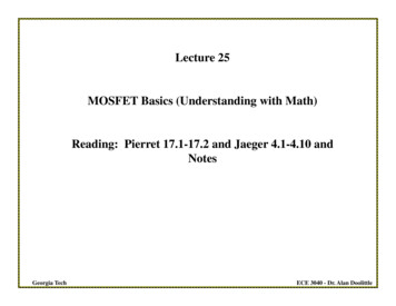 Lecture 25 MOSFET Basics (Understanding With Math) Reading .