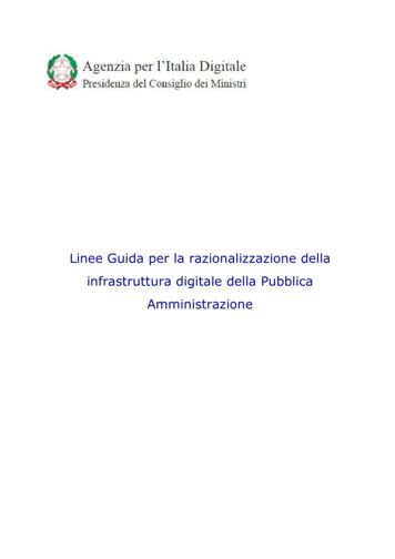 Linee Guida Per La Razionalizzazione Della Infrastruttura Digitale .