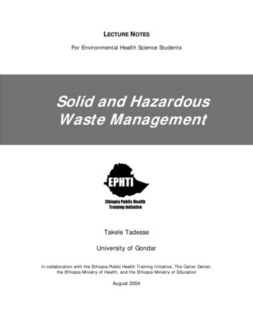Solid And Hazardous Waste Management - Carter Center