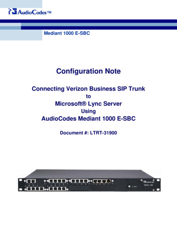 LTRT 31900 Mediant 1000 E SBC Verizon SIP Trunking For Microsoft Lync