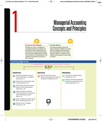 Managerial Accounting Concepts And Principles