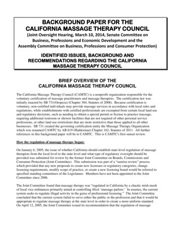 Massage Therapy Council Background Paper - California