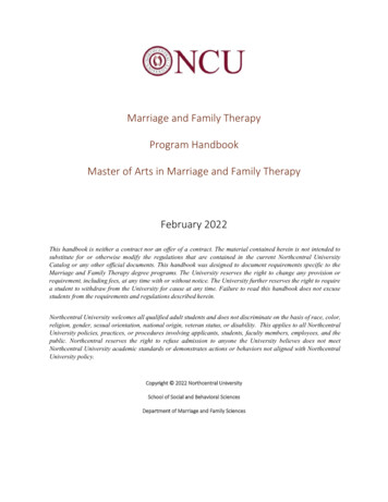 Marriage And Family Therapy Program Handbook Master Of Arts In Marriage .
