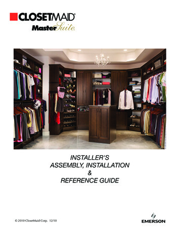 INSTALLER'S ASSEMBLY, INSTALLATION REFERENCE GUIDE