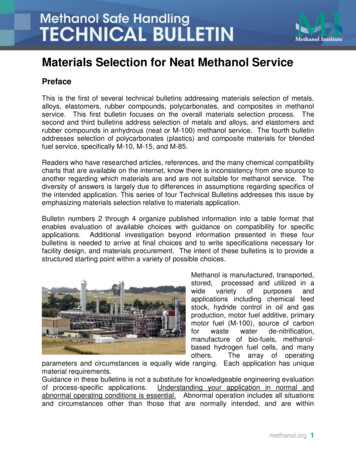 Materials Selection For Neat Methanol Service