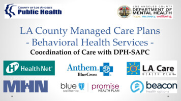 LA County Managed Care Plans Mental Health Services