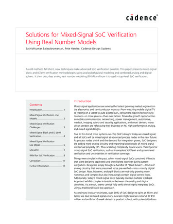 Solutions For Mixed-Signal SoC Verification Using Real .