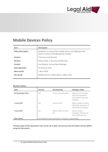 Modile Devices Policy - Legal Aid NSW